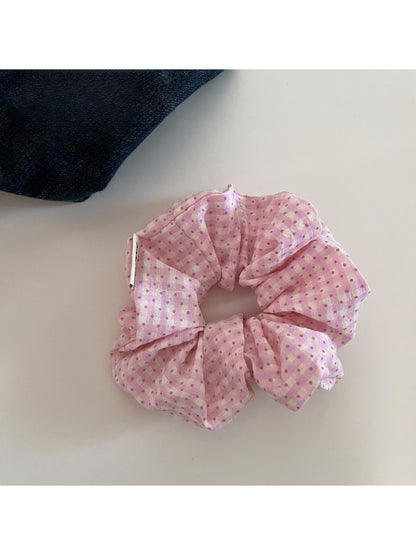 Gifty - Plaid Polka-Dotted Spiral-Shaped Hair Tie