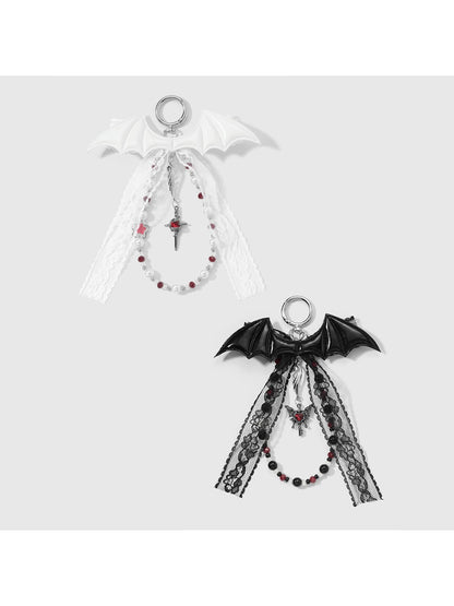 Keypus - Y2K Lace Bow Bat Shape Bag Charm Keychain
