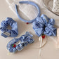 Gifty - Strawberry Detail Plaid Fabric Hair Scrunchie
