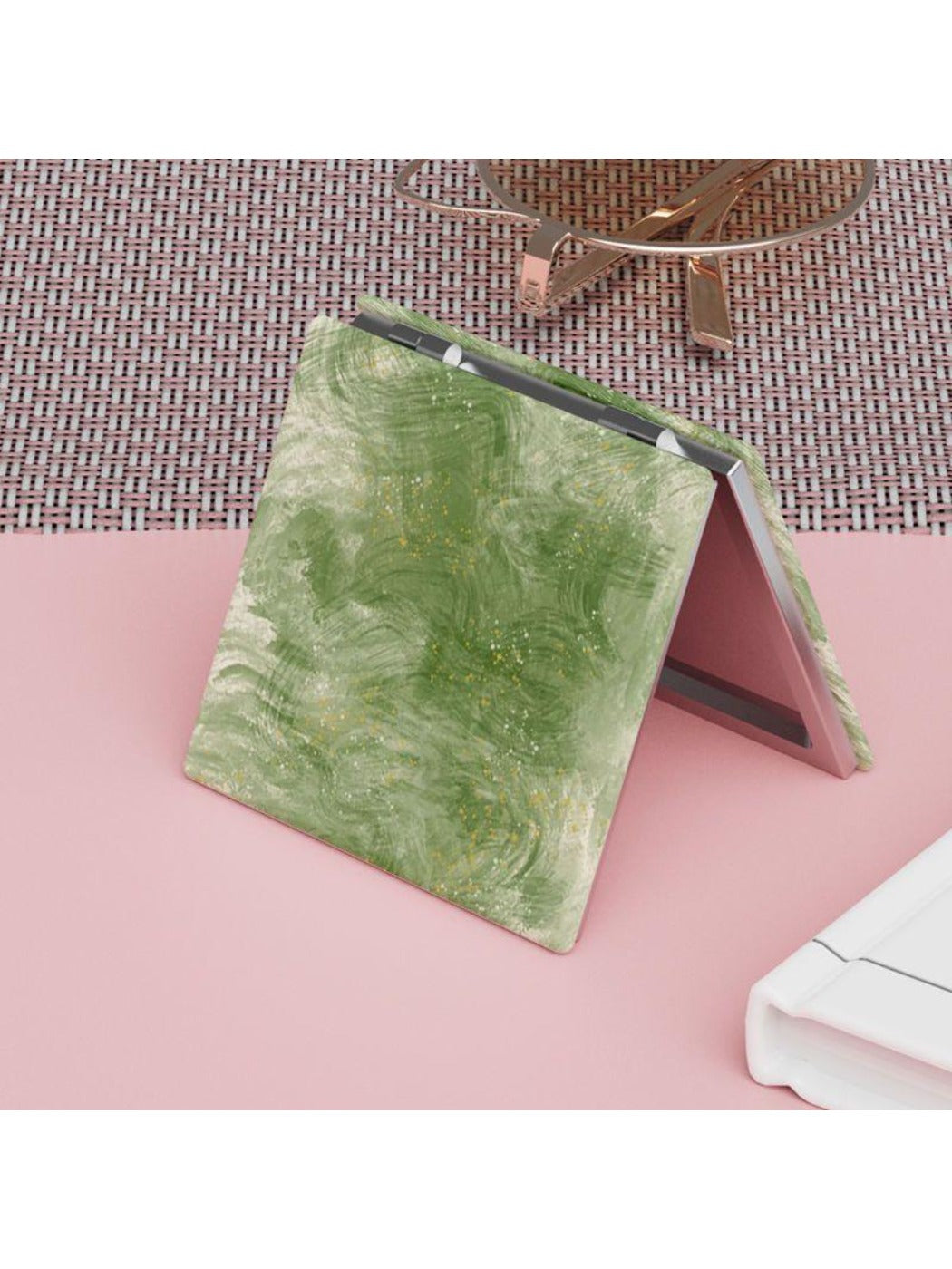 Mirroray - Green Textured Pattern Square Compact Mirror