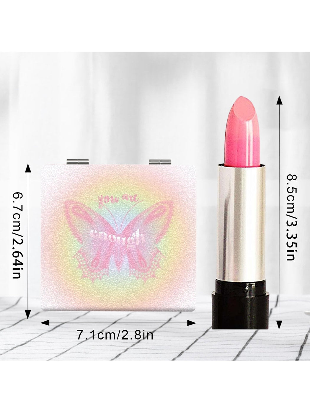 Mirroray - Pink Tones Butterfly Print Makeup Mirror