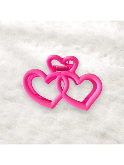 Beau - Double Heart Cutout Plastic Hair Claw Clip
