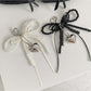 Keypus - Layered Lace Bow Heart Pendant Bag Charm Keychain