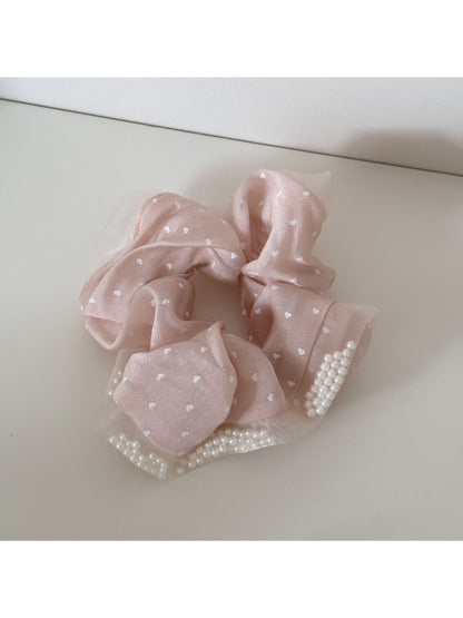 Gifty - Sweet Style Polka Dot Decorative Scrunchie Hair Tie