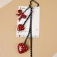 Keypus - Heart Pattern PU Strap Alloy Bag Charm Keychain