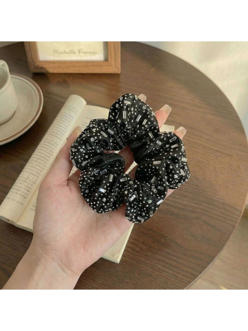 Gifty - Rhinestone Embellished High Elastic Scrunchie