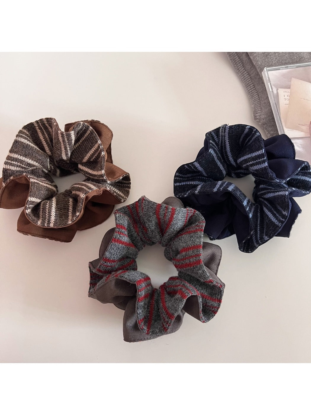 Gifty - Stylish Knitted Stripe Patchwork Scrunchies