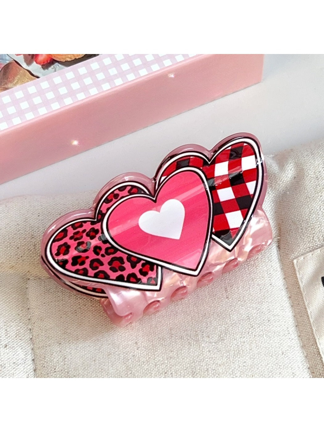 Beau - Valentine's Day Pink Heart  Hair Clips
