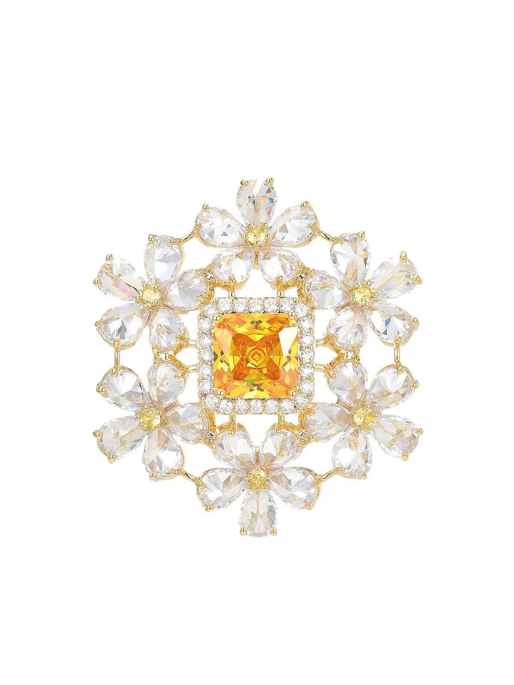 Brovia - Refined Flower Accent Alloy Brooch Pin