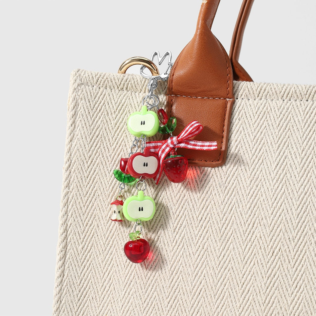 Keypus - Sweet Plaid Bow Apple Tulip Keychain