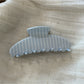 Beau Sweet Polka Dot Stripe Claw Clip clipped in hair from side angle