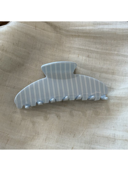 Beau Sweet Polka Dot Stripe Claw Clip clipped in hair from side angle