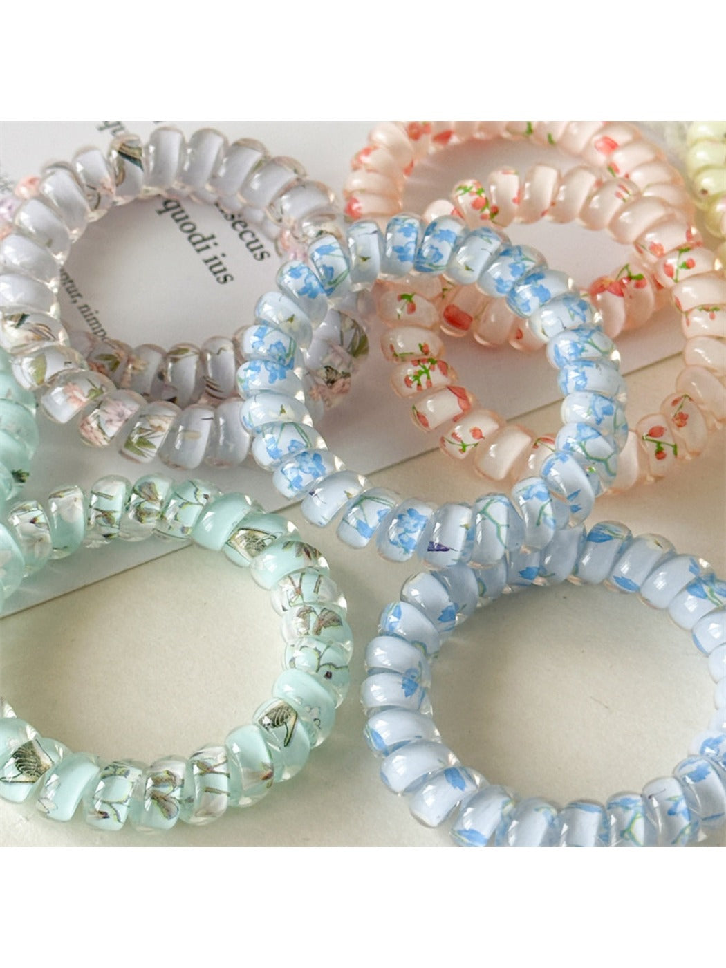 Gifty - Floral Print Telephone Hair Ring