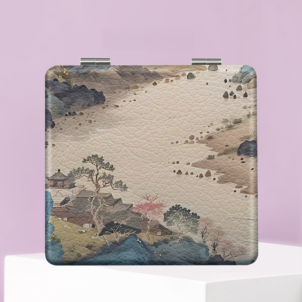 Mirroray - Retro Landscape Print Foldable Compact Mirror
