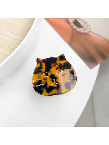 Top view of Beau cat shaped hair claw clip with glossy finish
