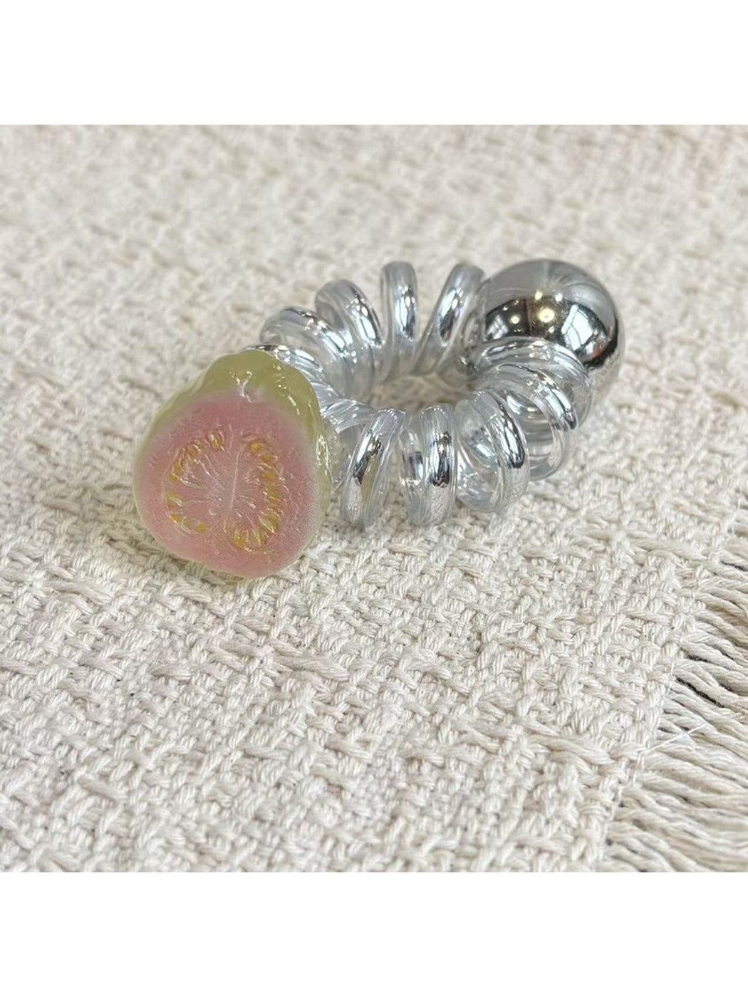 Gifty - Clear Fruit Charm Spiral Hair Tie