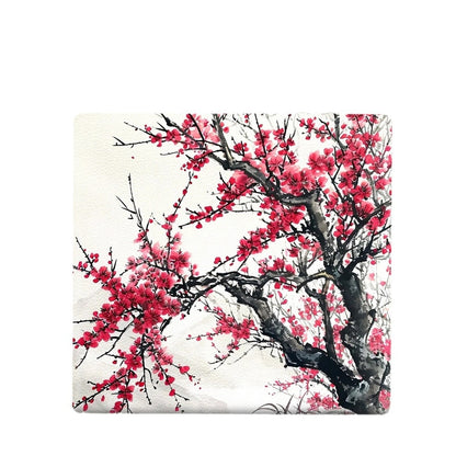Mirroray - Floral Print Foldable PU Cover Makeup Mirror
