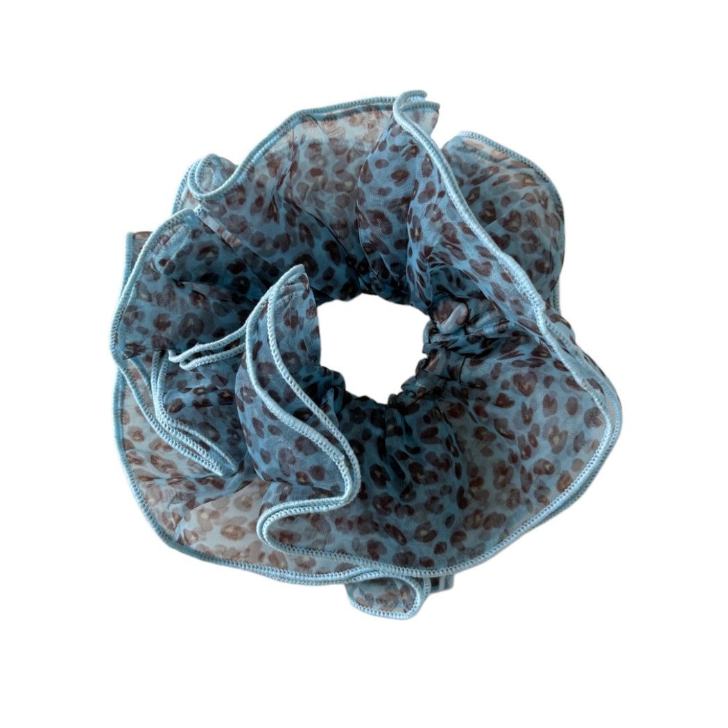 Gifty - Leopard Print Mesh Ruffled Scrunchie