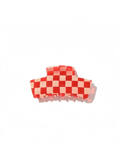Beau - Checkered and Striped Acetate Claw Hair Clip
