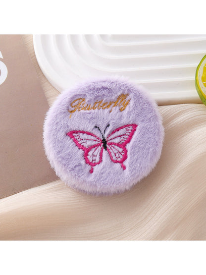 Mirroray - Circular Embroidered Plush Makeup Mirror