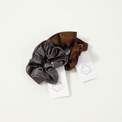 Gifty - Solid Color Satin Scrunchie with Ruffle Detail