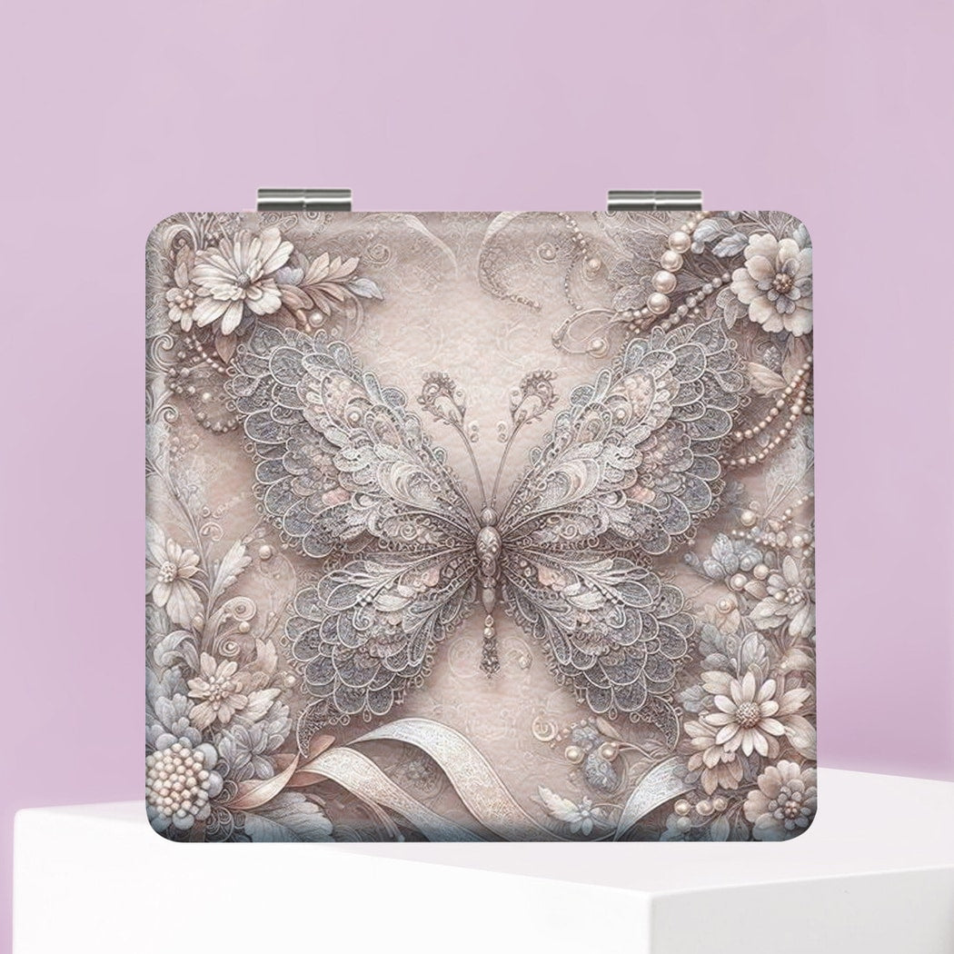 Mirroray - Butterfly Print Foldable Glass Makeup Mirror