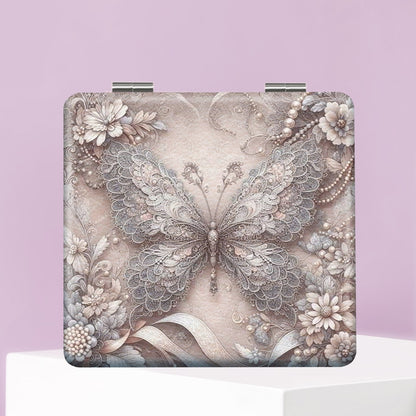 Mirroray - Butterfly Print Foldable Glass Makeup Mirror