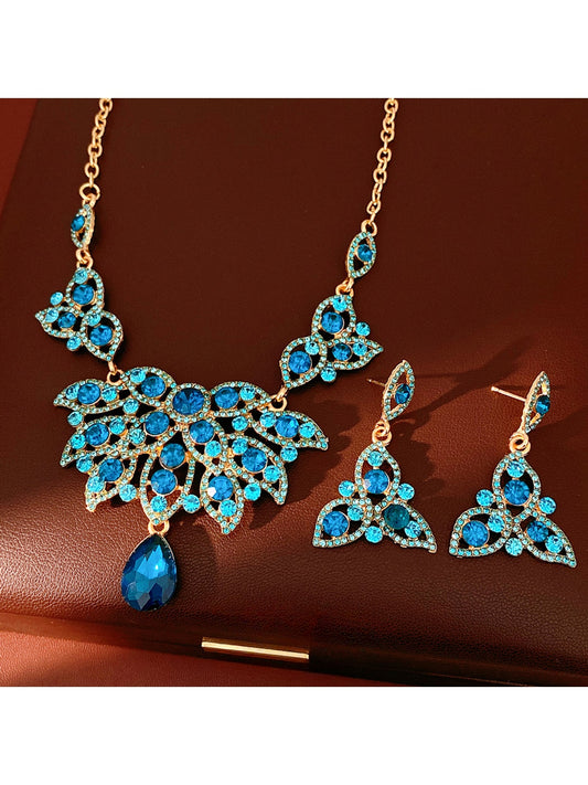 Nozari - Vintage Rhinestone Teardrop Necklace and Earrings