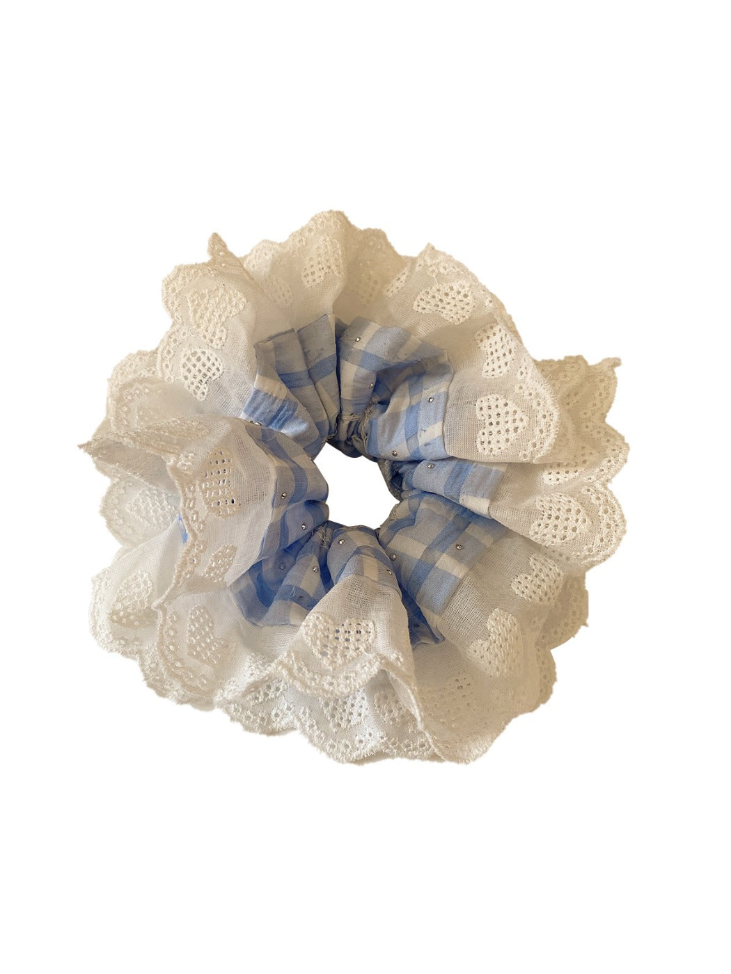 Gifty - Double Layer Plaid Trim Scrunchie