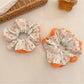 Gifty - Orange Floral Scrunchie Women Large Hair Tie