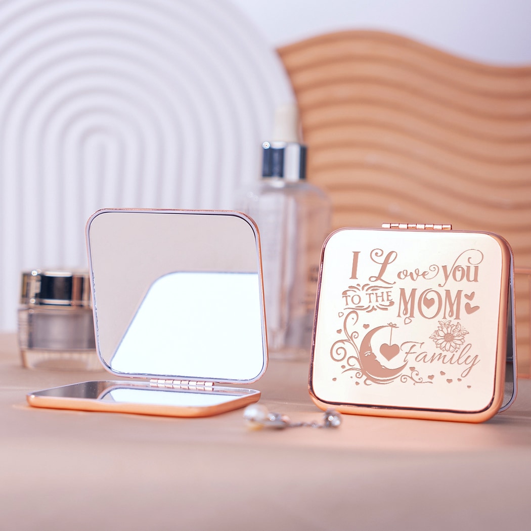 Mirroray - Engraved Cover Portable Touch Up Makeup Mirror