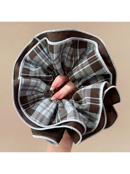 Gifty - Solid Color Plaid Scrunchie Hair Tie