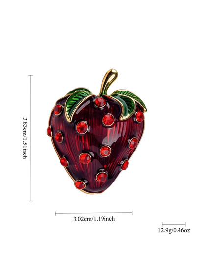 Brovia - Strawberry Rhinestone Accent Brooch Pin