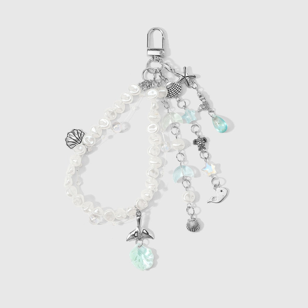 Keypus - Muted Ocean Motif Beaded Keychain