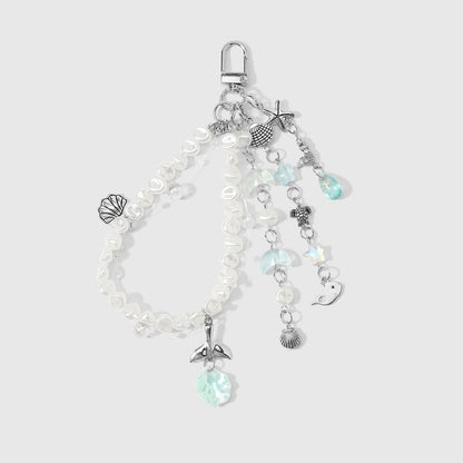 Keypus - Muted Ocean Motif Beaded Keychain