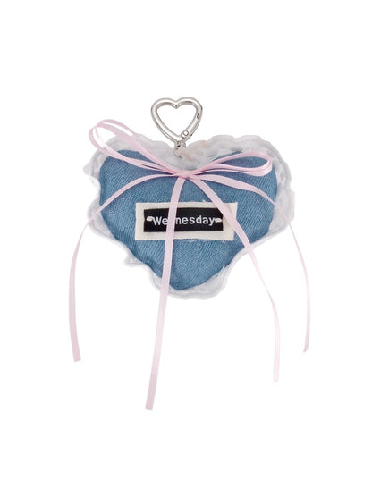 Keypus - Denim Lace Heart Bag Charm