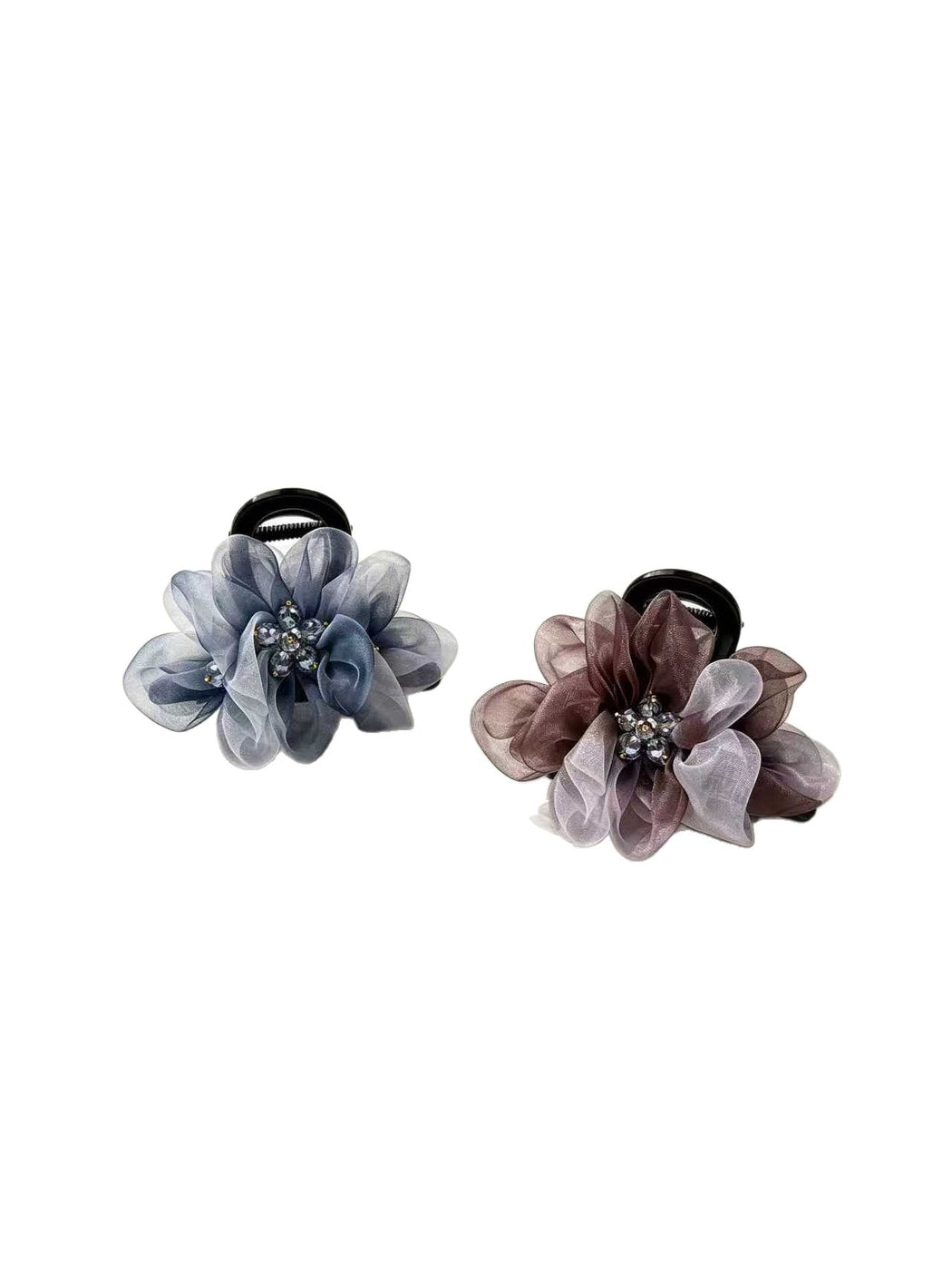 Beau - Layered Mesh Flower Polyester Claw Clip