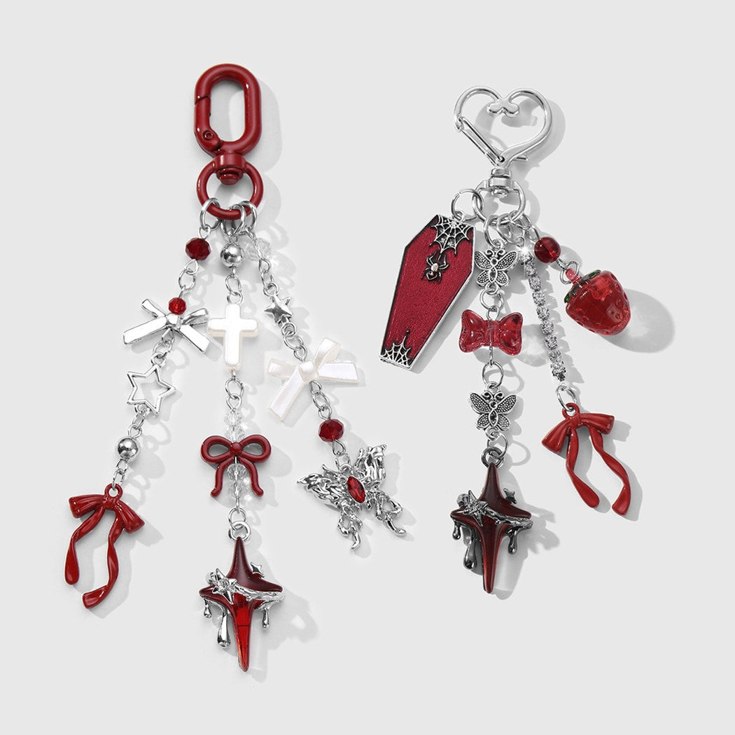 Keypus - Halloween Burgundy Cross and Bow Keychain