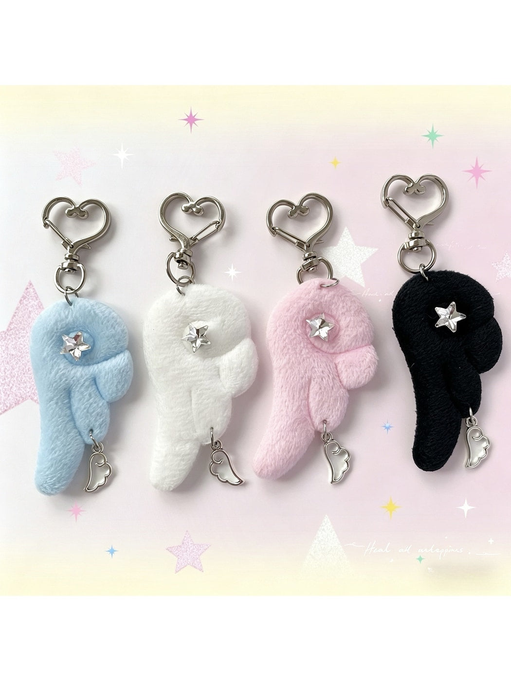 Keypus - Retro Plush Angel Wing Star Detail Keychain