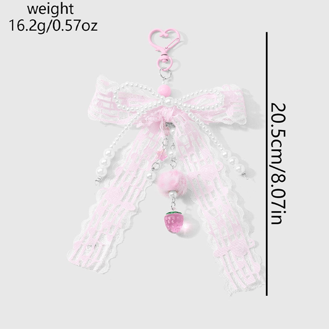 Keypus - Y2K Lace Bow Heart Mirror Keychain