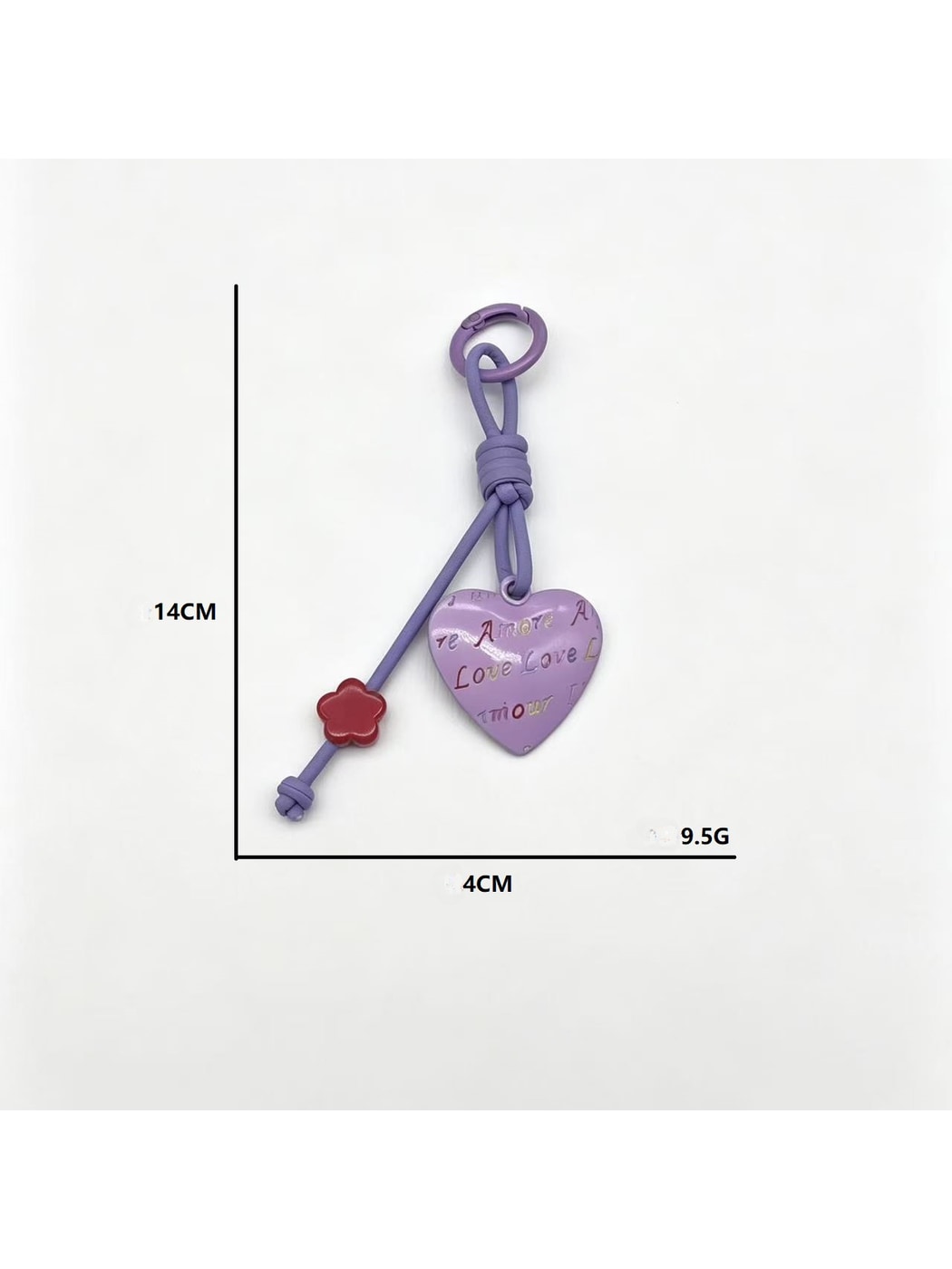 Keypus - Heart Pendant Bag Charm Alloy Cord Loop Keychain