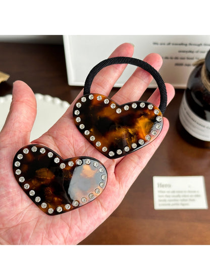 Gifty-Heart Acetate Hair Clip Ponytail Holder Edge Clip