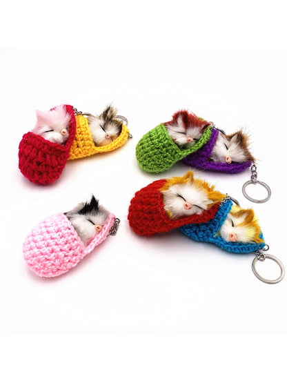 Keypus - Sleeping Cat Shaped Bag Charm Keychain