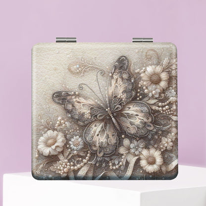 Mirroray - Butterfly Print Foldable Glass Makeup Mirror
