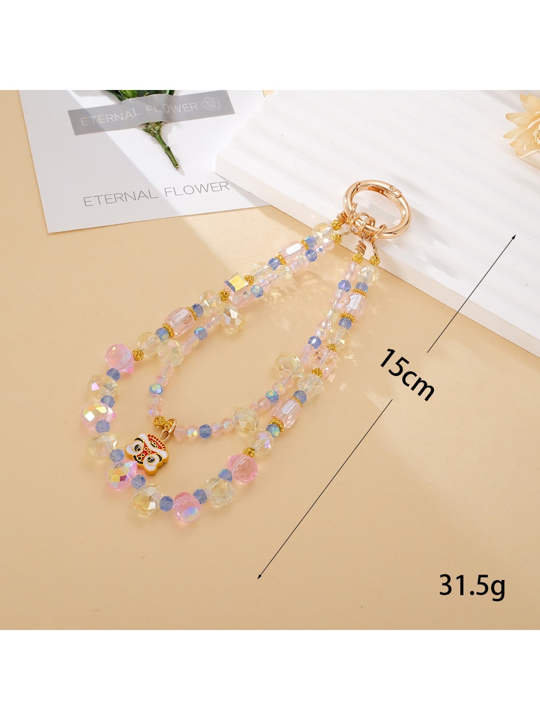 Keypus - Double Chain Beaded Cherry Pendant Keychain