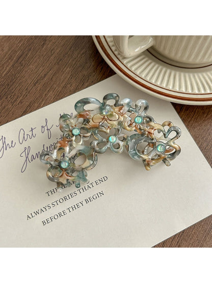 Beau - Openwork Flower Acetate Hair Claw Clip