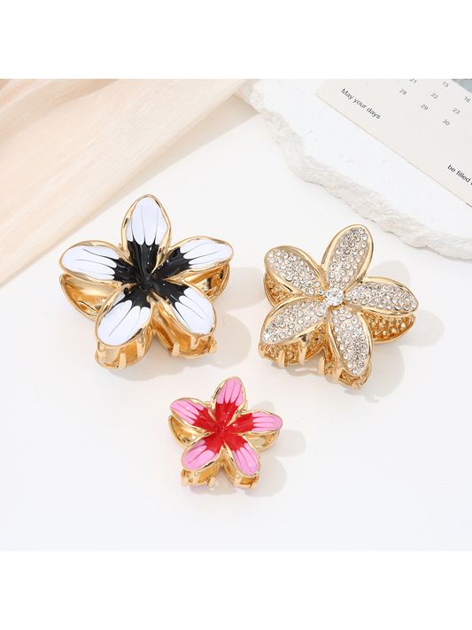 Beau - Floral Alloy Gloss Finish Hair Claw Clip