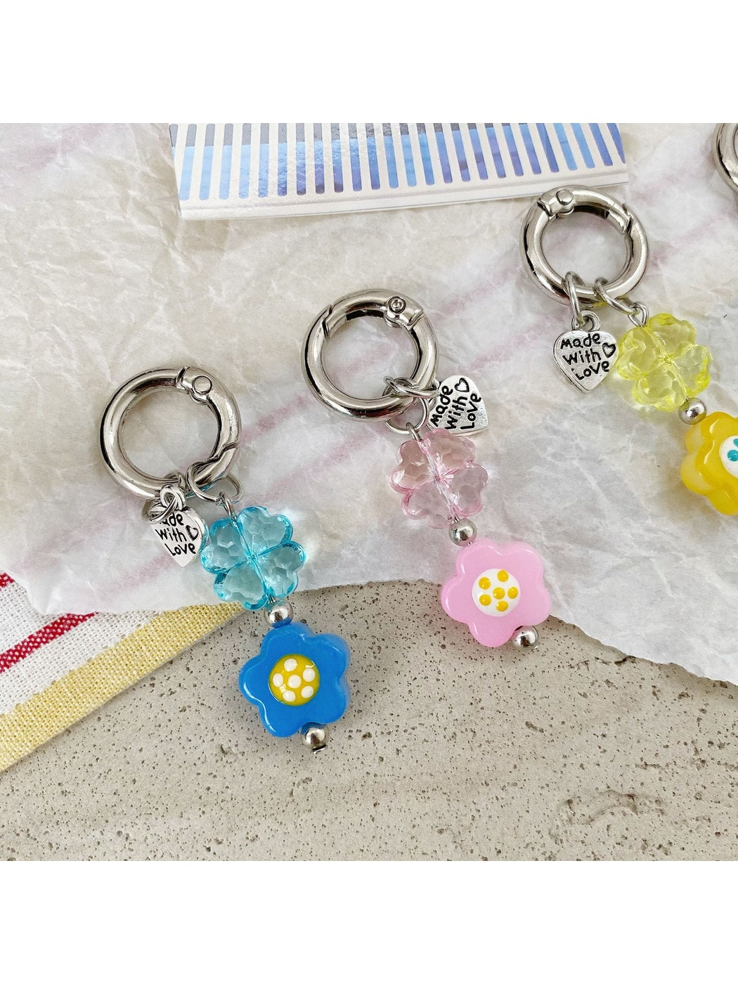 Keypus - Playful Flower Bag Charm Ring Pendant Keychain
