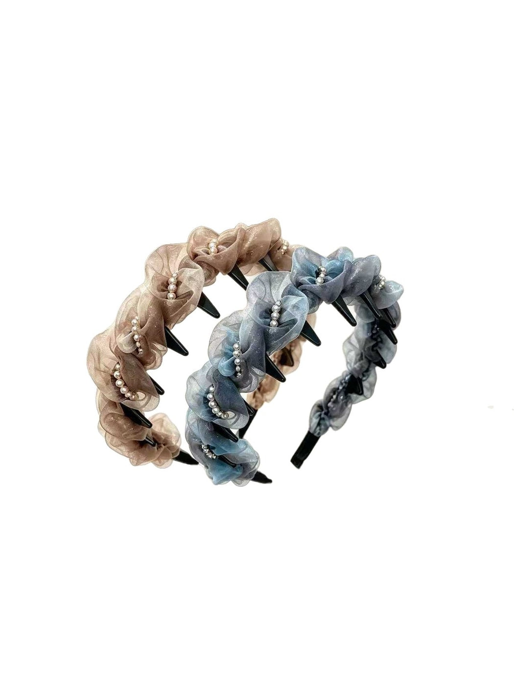 Gifty - Crinkled Trim Plastic Tooth Fabric Headband