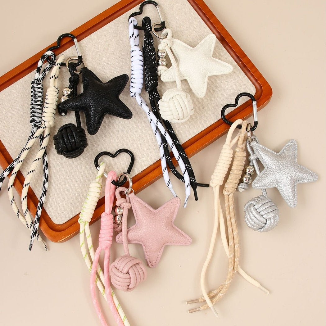 Keypus - Star PU Cord Knot Bag Charm Keychain